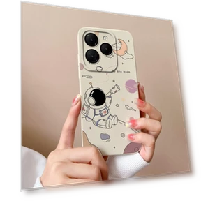 Astronaut Cartoon Pattern Shockproof Liquid Silicone Matte Phone Case — Basic Cases, New Style Case