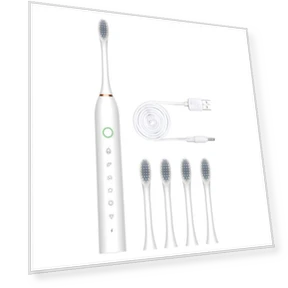 Electric Toothbrush with 4 Brush Heads, 6 Modes, Smart Timers, USB Rechargeable — Rotating Electric Toothbrushes, Lucky Grab
