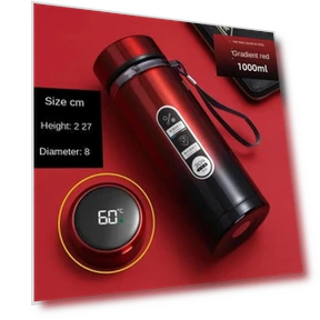 Insulated Stainless Steel Bottle with Temperature Display — Flasks, Thermos