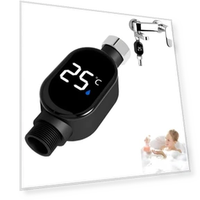 LED Digital Shower Water Thermometer with Timer — Water & Oil Temperature, Marathon