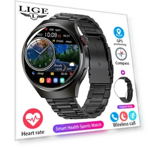 Smart Watch with Full Touch Screen, Bluetooth Calling, Health Monitoring, Fitness Tracker, Waterproof, Stainless Steel... — Smartwatches, LIGE