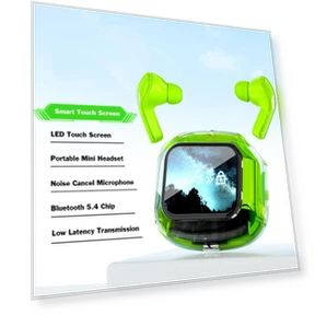 Wireless Earbuds with Touch Screen, Low Latency, Hi-Fi Stereo, Digital Display, Noise Cancellation, Microphone — In-Ear Headphones, Along Choice