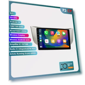 2DIN Android Car Multimedia Video Player with Navigation GPS CarPlay 4G QLED Touchscreen — In-Dash, Hizpo