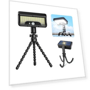 Solar Outdoor Motion Sensor Light with Flexible Tripod — Outdoor Security & Flood Lighting, Intelamp
