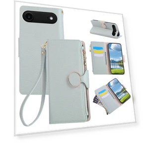 Zipper Wallet Leather Phone Cover with Wrist Strap — Flip Cases, Smartwatch 2025