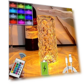 Crystal Table Lamp with Color Changing LED Projector — Desk & Table Lighting, Home museum