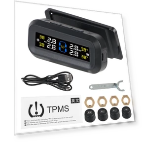 Digital LCD Display Solar USB Powered Auto Security Alarm Tire Pressure Monitoring System — TPMS Sensor Replacements, AINYSZIN