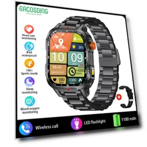 Men's Smart Watch with Bluetooth Calling, Large Battery, 2.01-inch Screen, IP68 Waterproof, Activity Tracker — Smartwatches, SACOSDING