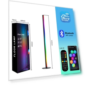 Smart RGBICW Corner Floor Lamp with 16 Million Colors — Standing Lights, COOKING-MALL