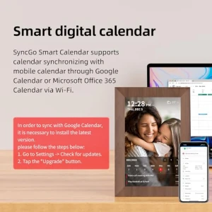 10.1 Inch Smart Wi-Fi Digital Calendar (Wood Grain), SyncGo