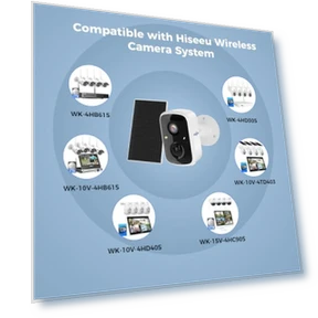 Solar Camera Security Outdoor, 4 Pack 100% Wireless 3K 4MP Surveillance Indoor WiFi Smart Cameras — Outdoor Security Cameras, Hiseeu