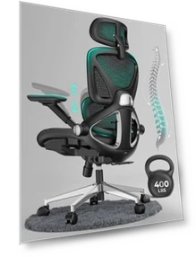 Ergonomic Mesh Office Chair with Adjustable Lumbar Support and Flip-up Arms — Desk Chairs, CAPOT