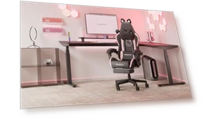 Gaming Chair with Cat Ears and Massage Lumbar Support — Gaming Chairs, Dowinx