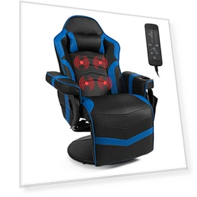 Gaming Chair with Footrest and Massage — Gaming Chairs, GYMAX