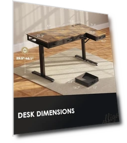 L-Shaped Electric Standing Desk with Drawers — Office, OffiGo