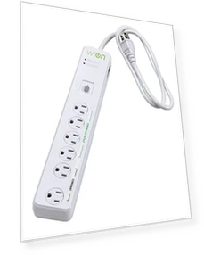 Indoor Wi-Fi Smart Surge Protector with 6 Grounded Outlets — Power Solutions & Surge Protection, Woods