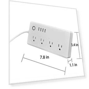 WiFi Smart Power Strip Surge Protector Extension Cord with 4 AC Outlets and 4 USB Ports — Power Solutions & Surge Protection, Jinvoo