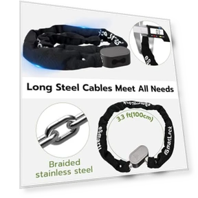 Bike Chain Lock with Fingerprint, Bluetooth App Control — Chain, Dhiedas