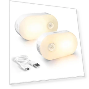 Rechargeable Battery Night Light with Motion Sensor, Portable Mini Warm White LED Stick-on Closet Light, Adjustable... — Night Lights, Lyridz