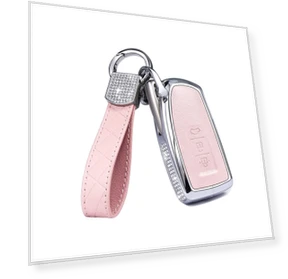 Smart Key Case with Zircon Crystal Premium Cowhide Leather — Keyless Entry, SAMURAI STYLE