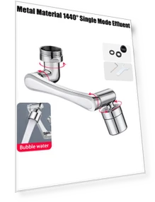 Universal Rotating Robot Arm with 1440° Rotation, Swivel Extension, Faucet Aerator, Kitchen Faucet Extension, 2 Water... — Aerators, COOKING-MALL