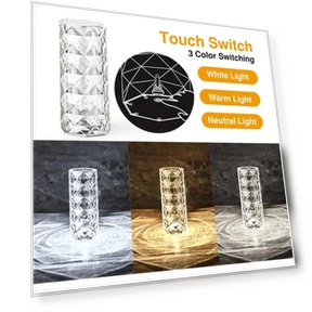 Colorful Desktop Lamp with Crystal Rose — Study & Desk Lighting, Lanzhong Home Decoration