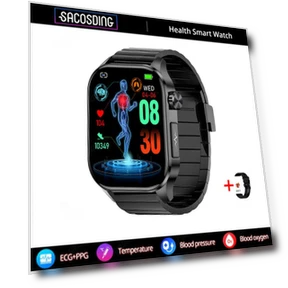 ECG + PPG + HRV Health Smartwatch with 2.04-inch Full Touch Screen — Smartwatches, SACOSDING