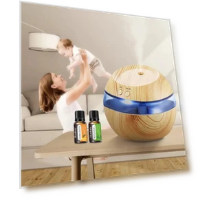 Humidifier with Wood Texture, Aroma Diffuser, Night Light, Touch Control — Air Moisturizers, Your Customized Mall