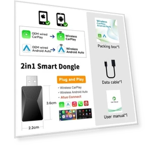 Mini Wired and Wireless 2-in-1 AI Box CarPlay 5G WiFi and Bluetooth 5.0 Android Auto Plug and Play Non-Inductive... — Stereo Receivers, LEXXSON