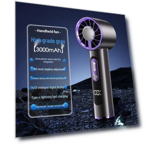 Portable High-Speed Handheld Fan with Smart Digital Display — Portable Cooling Solutions, 16Double8