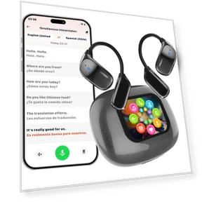 Real Time Translation Earbuds with Touch Screen and Noise Cancelling — In-Ear Headphones, Junmaocun