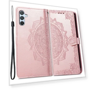 Stand Embossed Mandala Pattern PU Leather Wallet Cover with Strap — Phone Accessories, Smartwatch 2025