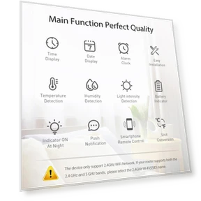 Temperature Humidity Light Detection Alarm Clock — Home Climate Control, Tuya