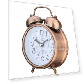 Vintage Retro Silent Pointer Clock Round Number Double Bell Loud Alarm Bedside Night Light Home Decor Antique Brass — Alarms & Clocks, Perphin Direct