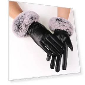 Winter Gloves with Touchscreen Capability and Rabbit Fur Cuffs — Gloves & Mittens, Got Now
