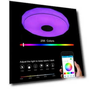 RGB LED Ceiling Light with App Control and Music Sync — Overhead Lighting, D-il