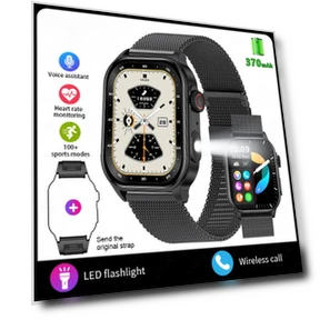 Smart Watch with Flashlight, Large HD Screen, Voice AI, Bluetooth Calling, Health Monitor — Smartwatches, ElectronicsHome
