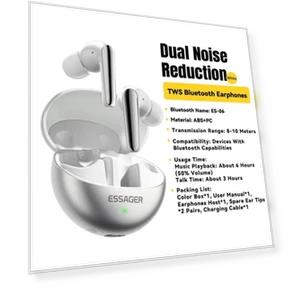 Wireless Earbuds with Dual Noise Cancellation — In-Ear Headphones, ESSAGER