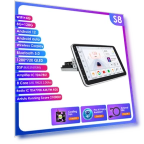 Car Multimedia Player with Rotating 1 Din Android 13 GPS Navigation — In-Dash, Hizpo