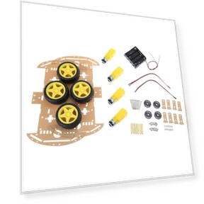 Robot Car Chassis with Battery Box — Brakes, Cheese Bread Ball