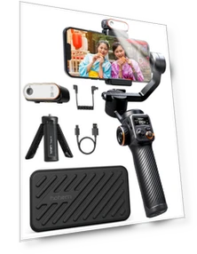 Smartphone Gimbal Kit with AI Auto 360 RGB Magnetic Tracker — Steady Shots, Hohem