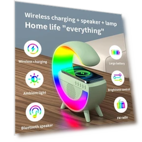 Wireless Charging Device with Bluetooth Speaker, Ambient Lighting, Digital Alarm Clock, Smart Wake Up Night Light, and... — Clock Radios, LIAESMART Home