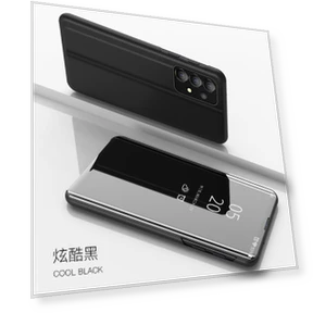 Luxury Leather Case with Smart Mirror and Magnetic Flip Cover — Phone Accessories, hengbo-Cases