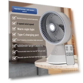 Smart Oscillating Desktop Fan with Night Light — Portable Cooling Solutions, Jiaxiu