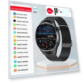 Black Multifunctional Sports Watch with NFC Payments and Waterproof Case — Basic Cases, Smarter than future