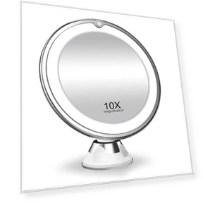 Flexible 10x Magnifying Mirror with LED Lighting, Touch Screen, Portable Vanity, Dry Battery for Makeup — Handheld, Adult Products MALL