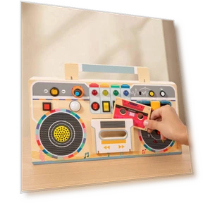 Kids Busy Board with Light Led, Switches, Music, Toddler Early Development Wooden Radio Sensory Toy — Interactive Learning Devices, DIY and Beyond