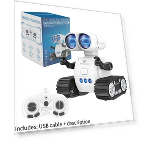 Mini Programmable Robot with Remote Control, Multicolor LED Lights, and Gestures — Interactive Figures & Robots, GlimmerGuild