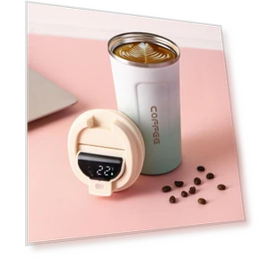 Gradient Color 304 Insulated Stainless Steel Smart Display Temperature Coffee Mug — Beverage Warmers, XinGuo