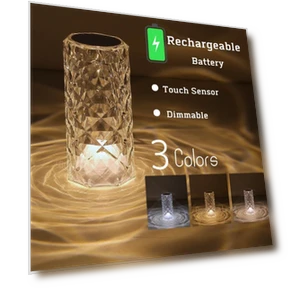 Round Crystal LED Table Lamp with Touch Remote Control — Desk & Table Lighting, Binchi Lighting Appliances